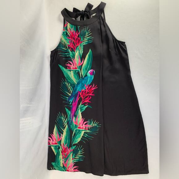 Tommy Bahama Tropical Print Black‎ Mini Dress Paradiso Parrots Women’s Size S - Picture 11 of 16